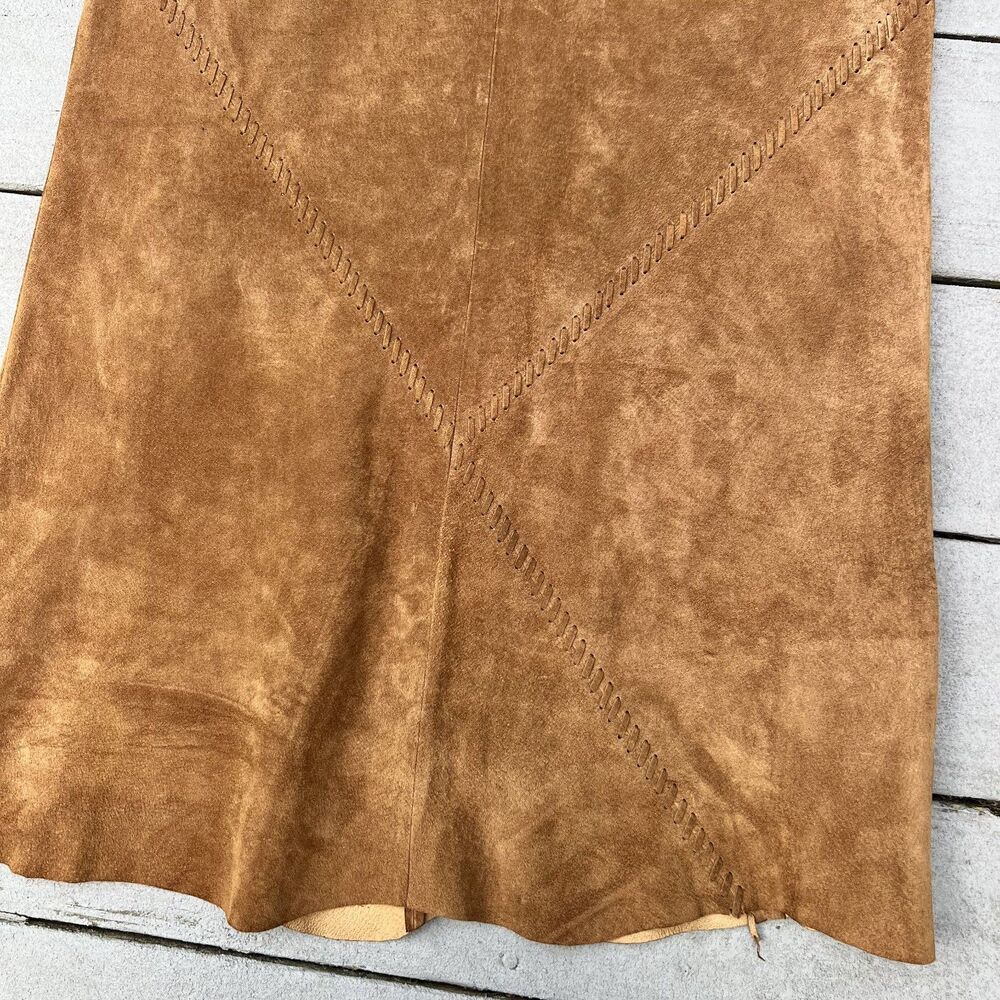 Wilsons Leather Brown Leather Maxi Skirt Western Cowgirl-Size 10 - Picture 2 of 7